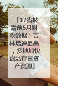 17省披露前5月财政数据：吉林增速最高，多地加快盘活存量资产资源