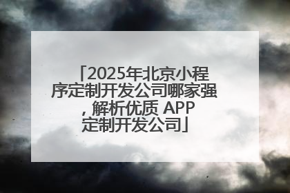 2025年北京小程序定制开发公司哪家强，解析优质 APP 定制开发公司