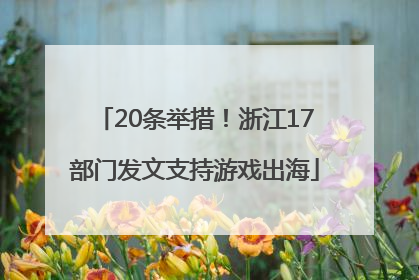 20条举措！浙江17部门发文支持游戏出海