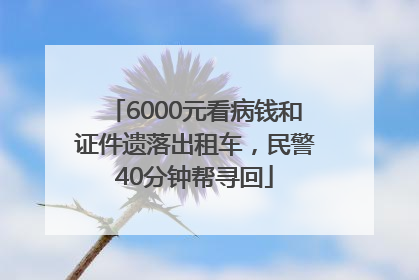 6000元看病钱和证件遗落出租车，民警40分钟帮寻回
